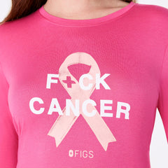 F Cancer Ribbon Long-Sleeve Underscrub - F*ing Pink