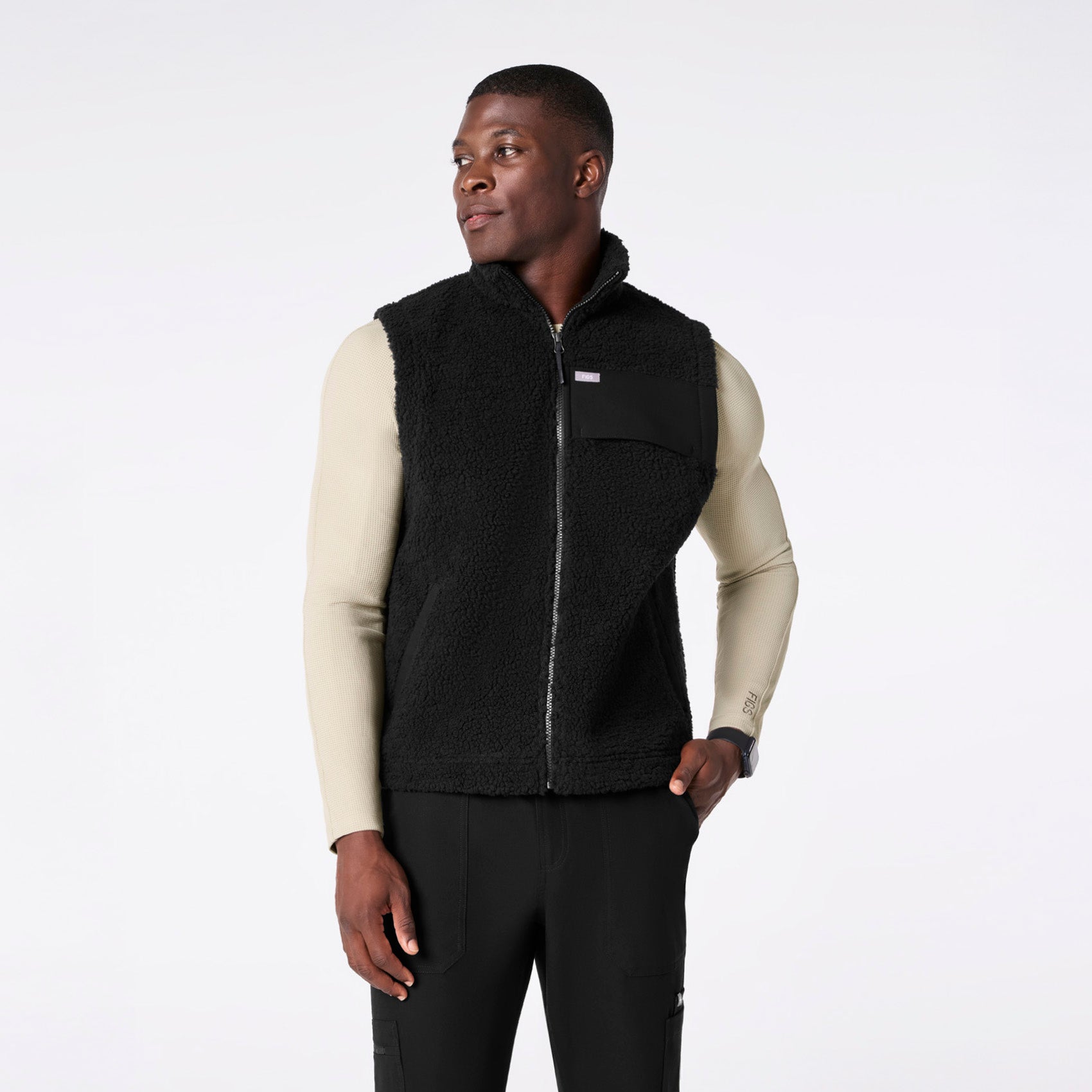 High-Pile Fleece Vest - Black