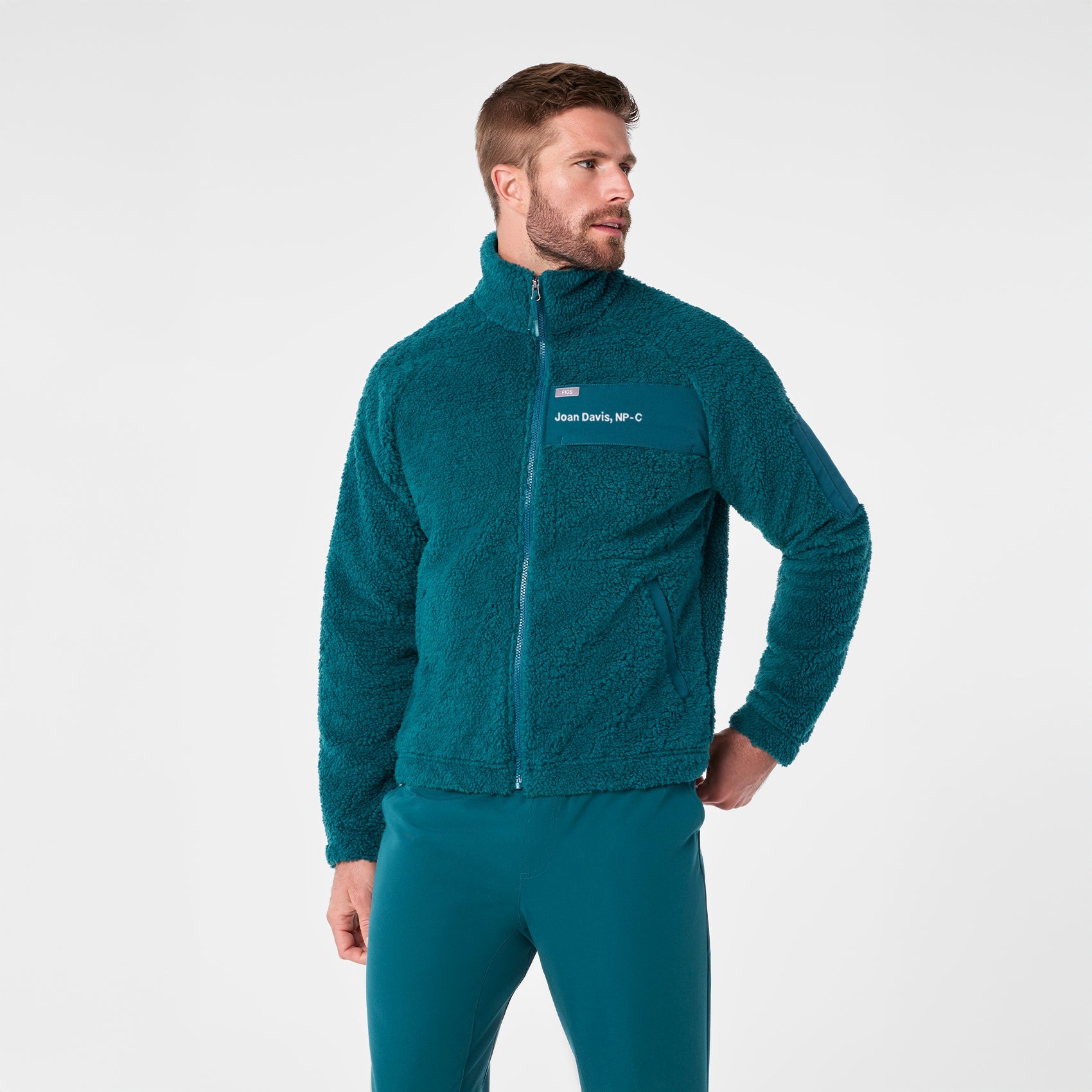 High-Pile Fleece Bomber Jacket - Caribbean Blue