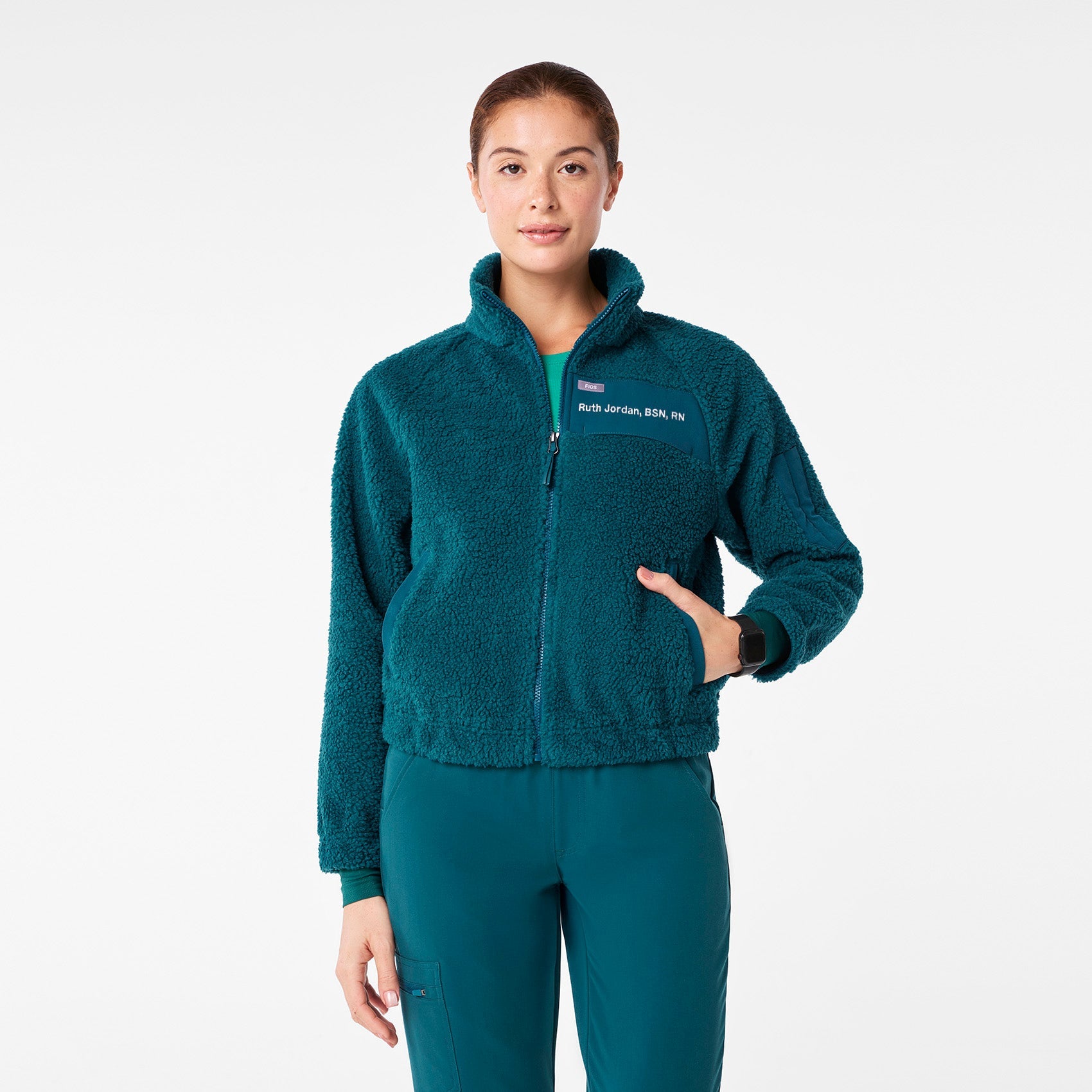 High-Pile Fleece Bomber Jacket - Caribbean Blue