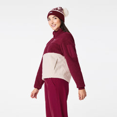 High-Pile Fleece Pullover - Deep Cranberry