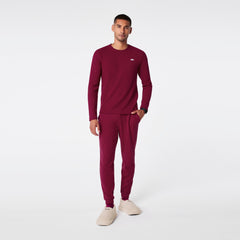 Off-Shift Waffle Crewneck Top™ - Deep Cranberry