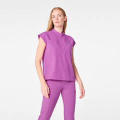 Payson Relaxed Henley Scrub Top - Ultraberry