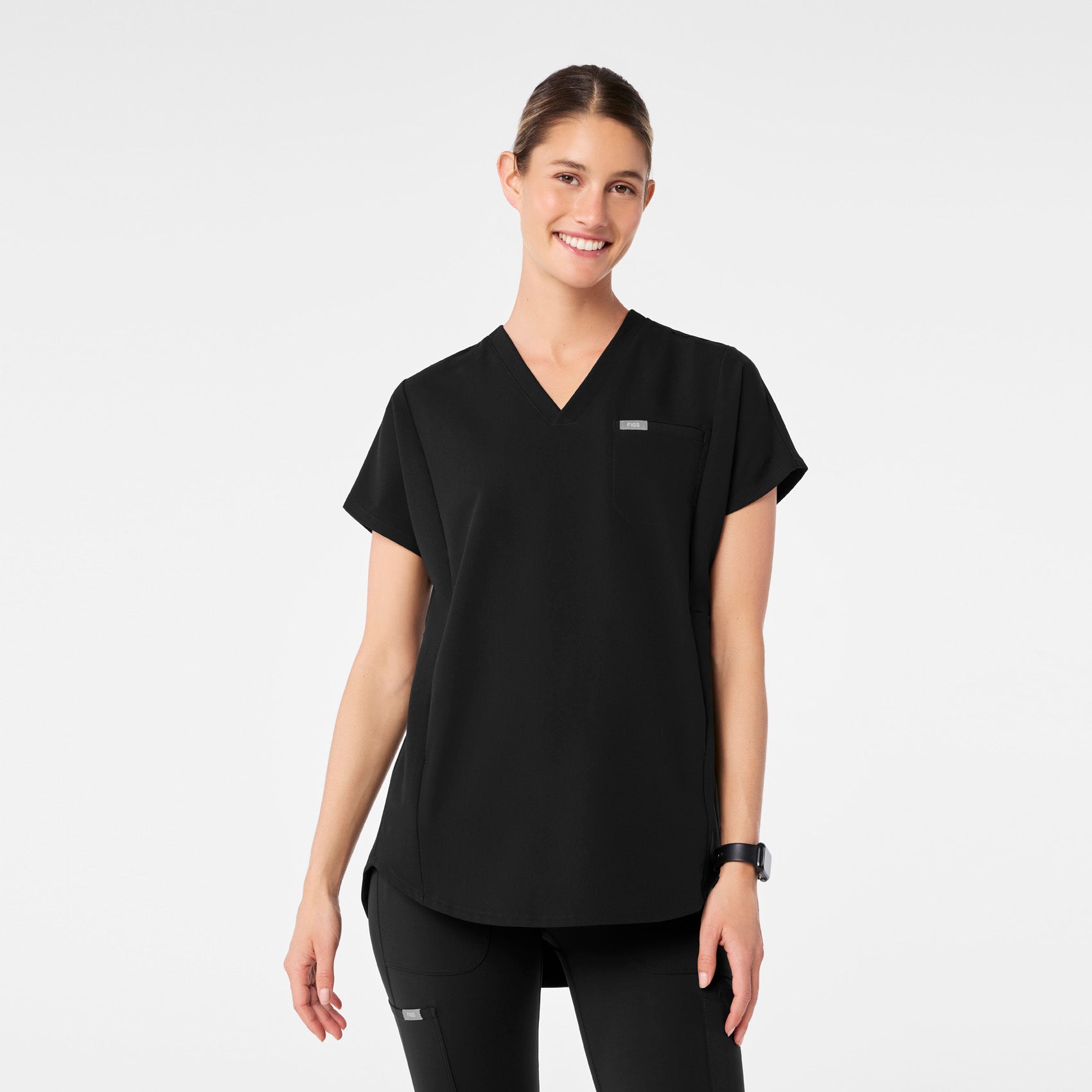 Addison Tunic Scrub Top - Black
