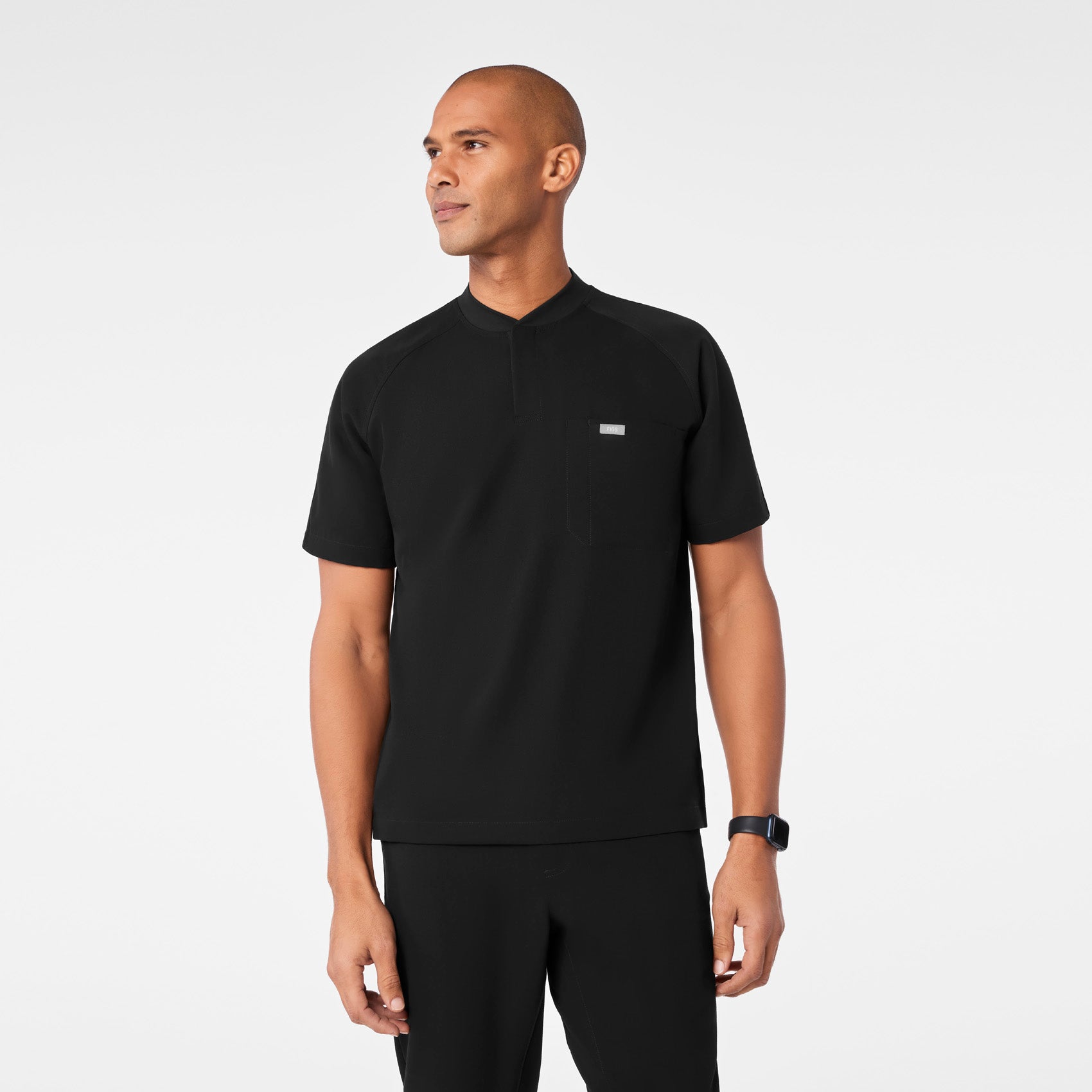 Stratton Henley Scrub Top - Black