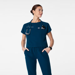 Arua Cropped Crewneck Scrub Top - Deep Reef