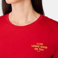 Luck Looks Good on You Long-Sleeve Underscrub - Pop Red