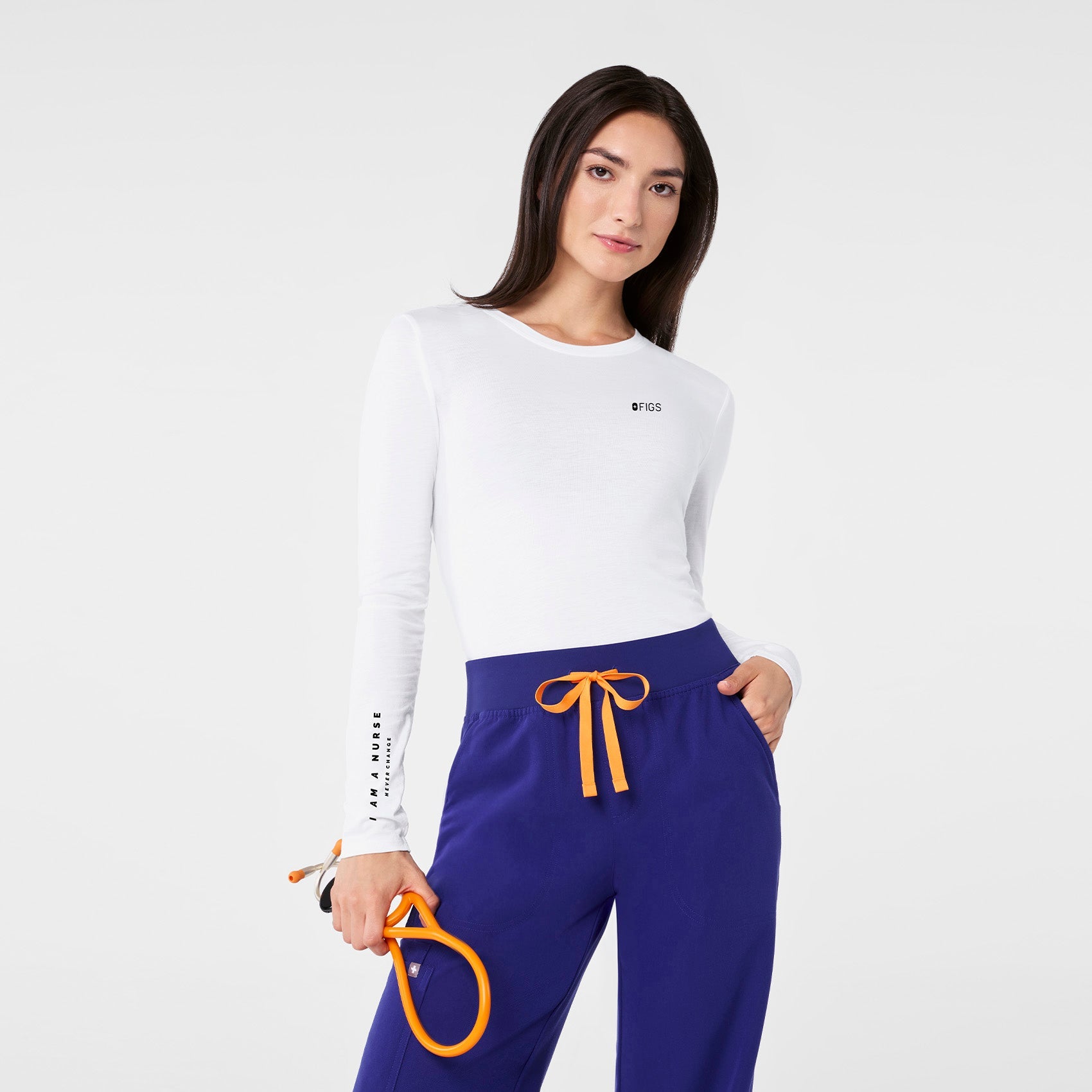 I Am a Nurse Long-Sleeve Underscrub - Optic White
