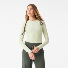Lacey Ruffle Long-Sleeve Underscrub - Light Celery