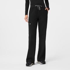 Isabel High-Rise Wide-Leg Scrub Pant - Black