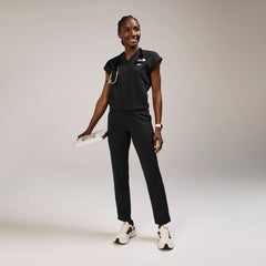 Mira Banded Scrub Top - Black