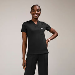 Sona Slim Scrub Top - Black