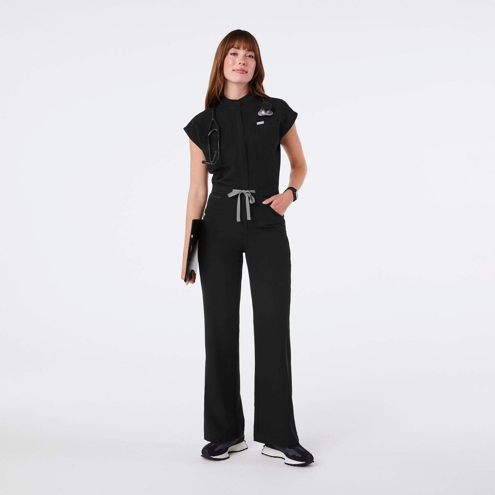 Rafaela Wide-Leg ScrubJumpsuit™ - Black