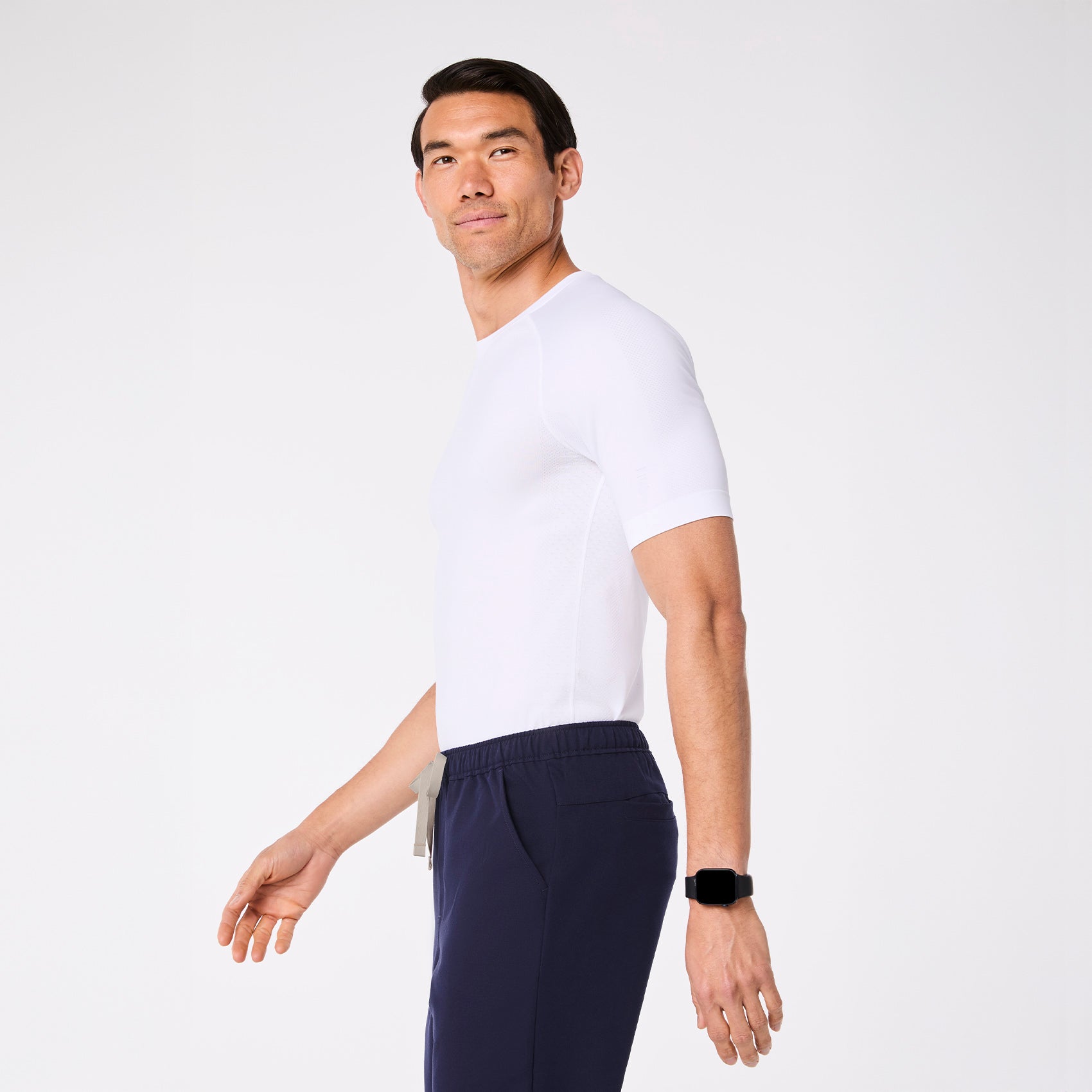 Makato Seamless Short-Sleeve Underscrub - White