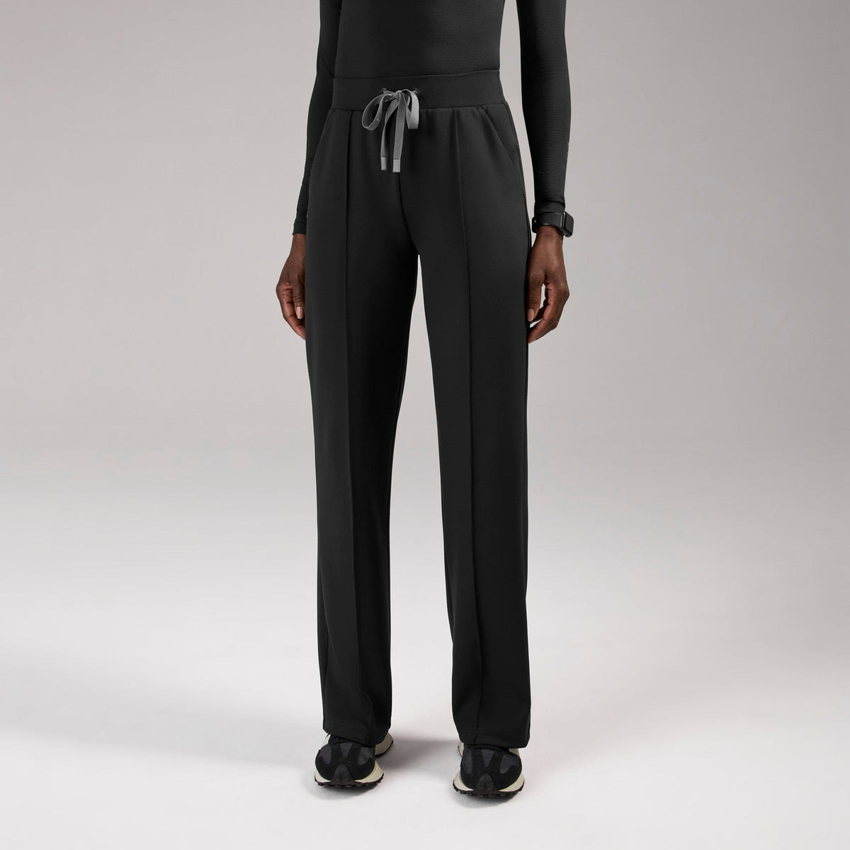 Piedra High-Rise Straight-Leg Scrub Pant - Black