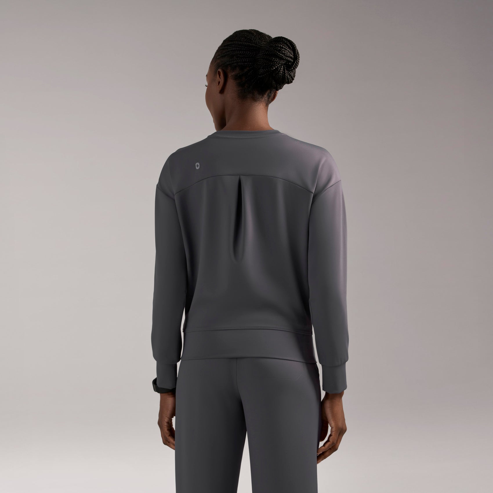 Cornelia Long-Sleeve Scrub Top - Charcoal