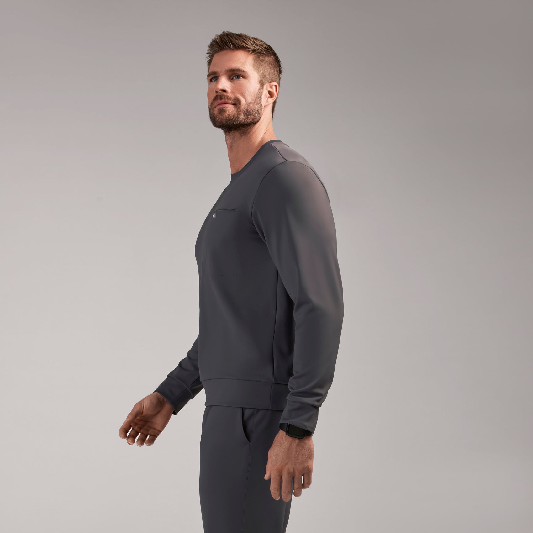 Destin Relaxed Long-Sleeve Scrub Top - Charcoal