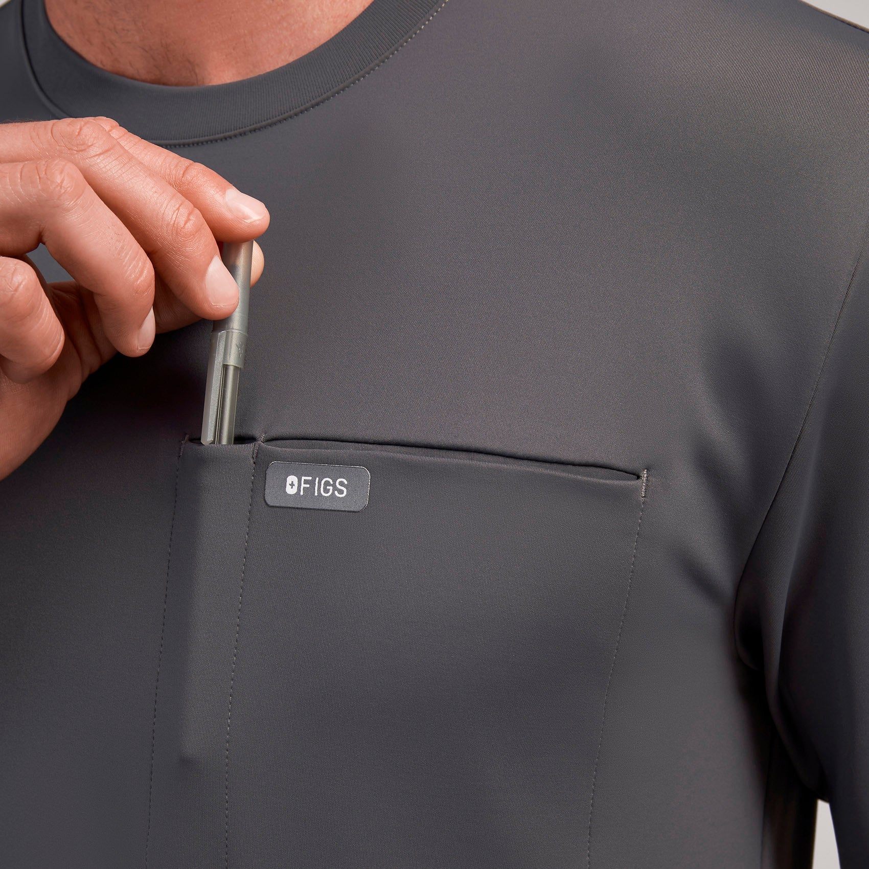 Destin Relaxed Long-Sleeve Scrub Top - Charcoal