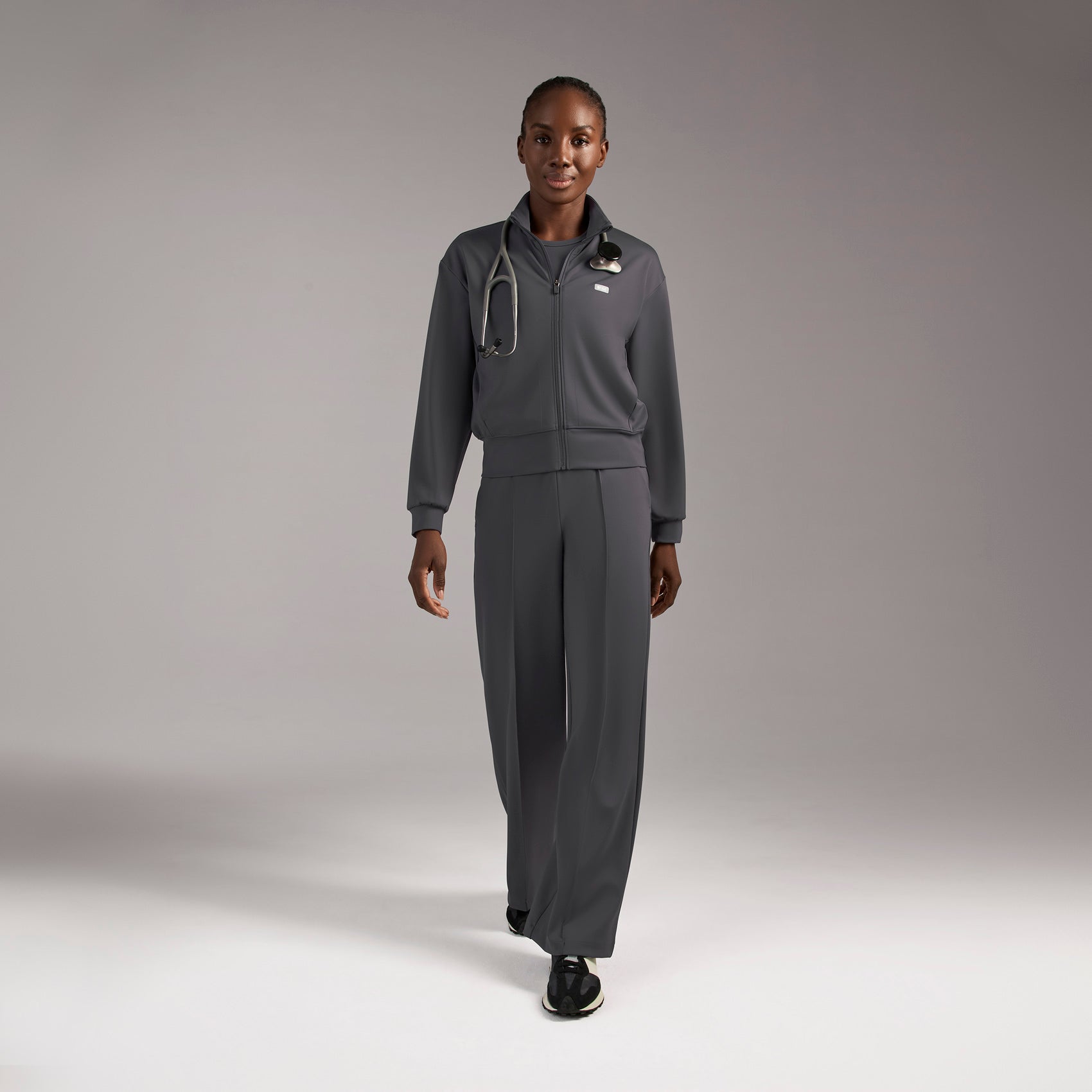 Labelle Bomber Scrub Jacket - Charcoal