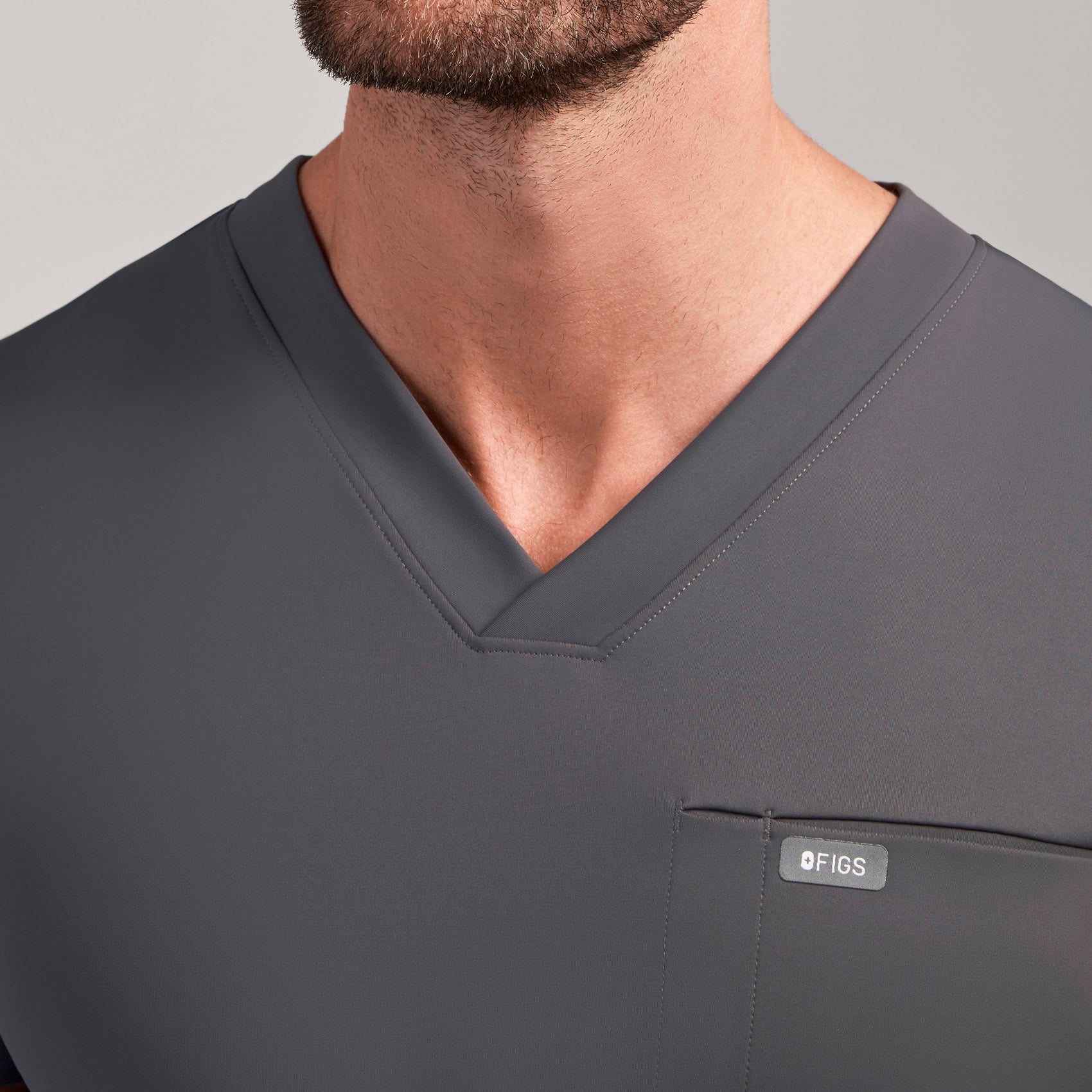 Logan V-Neck Scrub Top - Charcoal