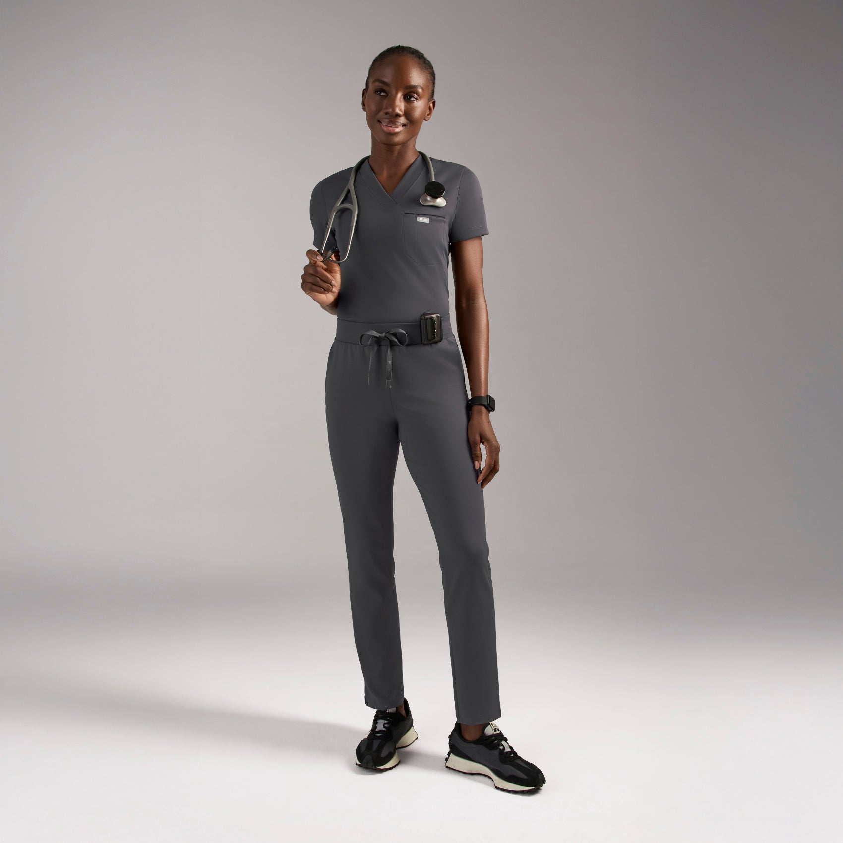 Tena Slim Tapered Scrub Pant - Charcoal