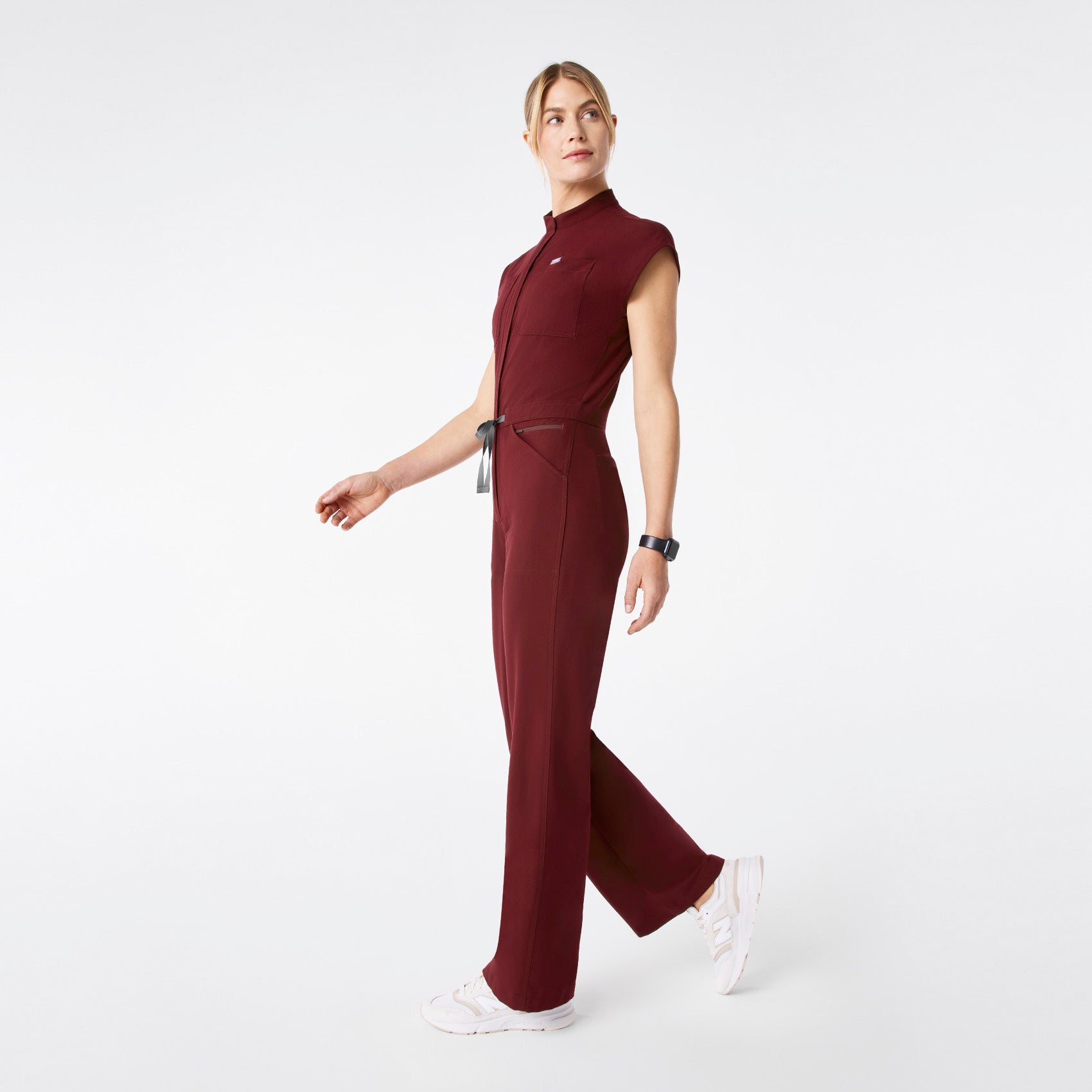 Rafaela Wide-Leg ScrubJumpsuit™ - Burgundy