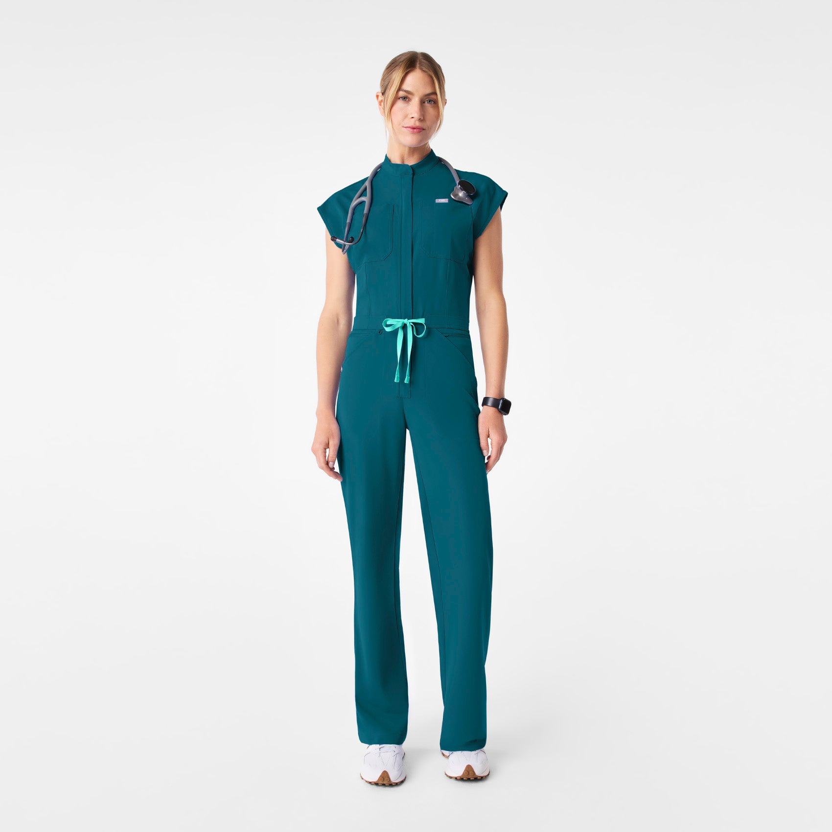 Rafaela Wide-Leg ScrubJumpsuit™ - Caribbean Blue