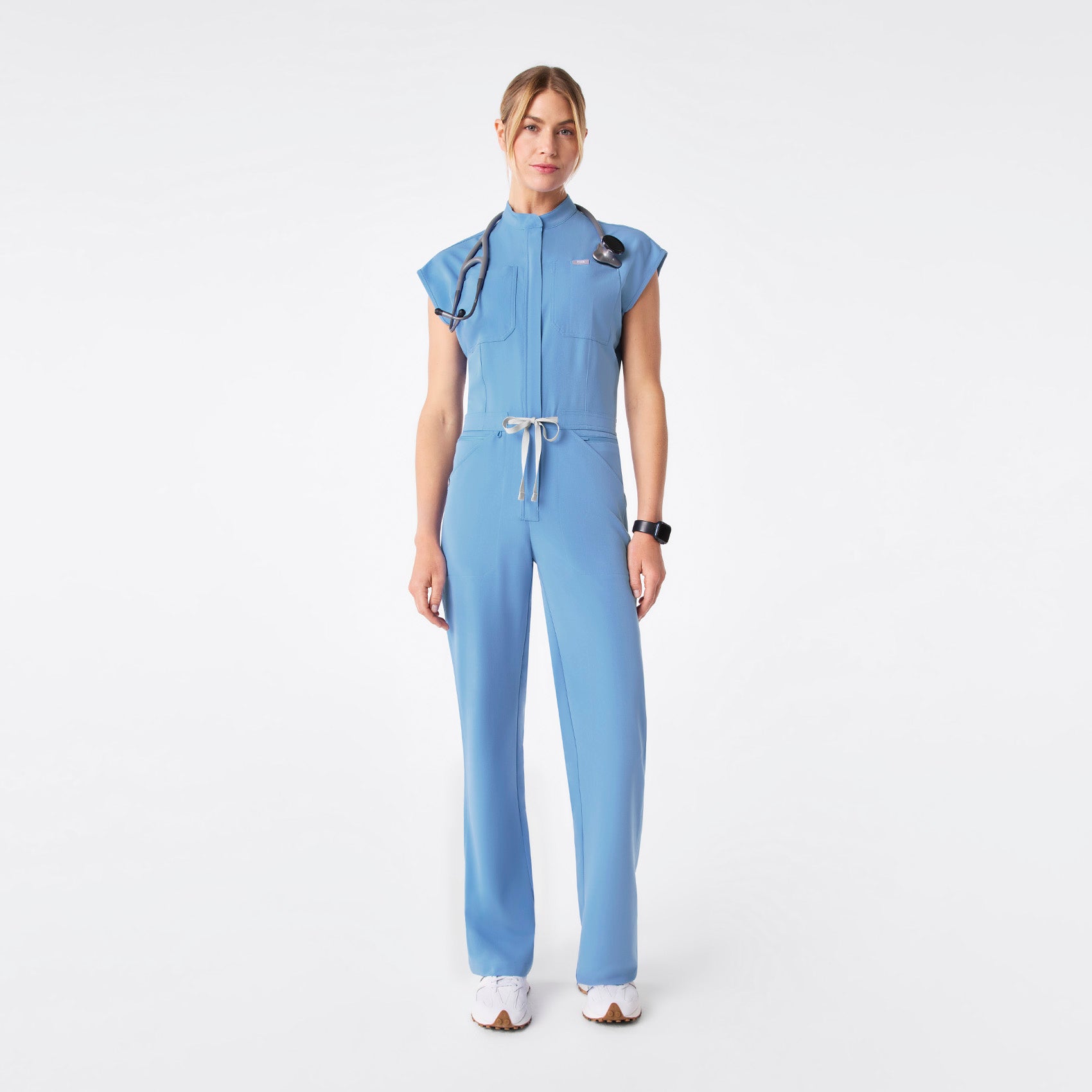 Rafaela Wide-Leg ScrubJumpsuit™ - Ceil Blue