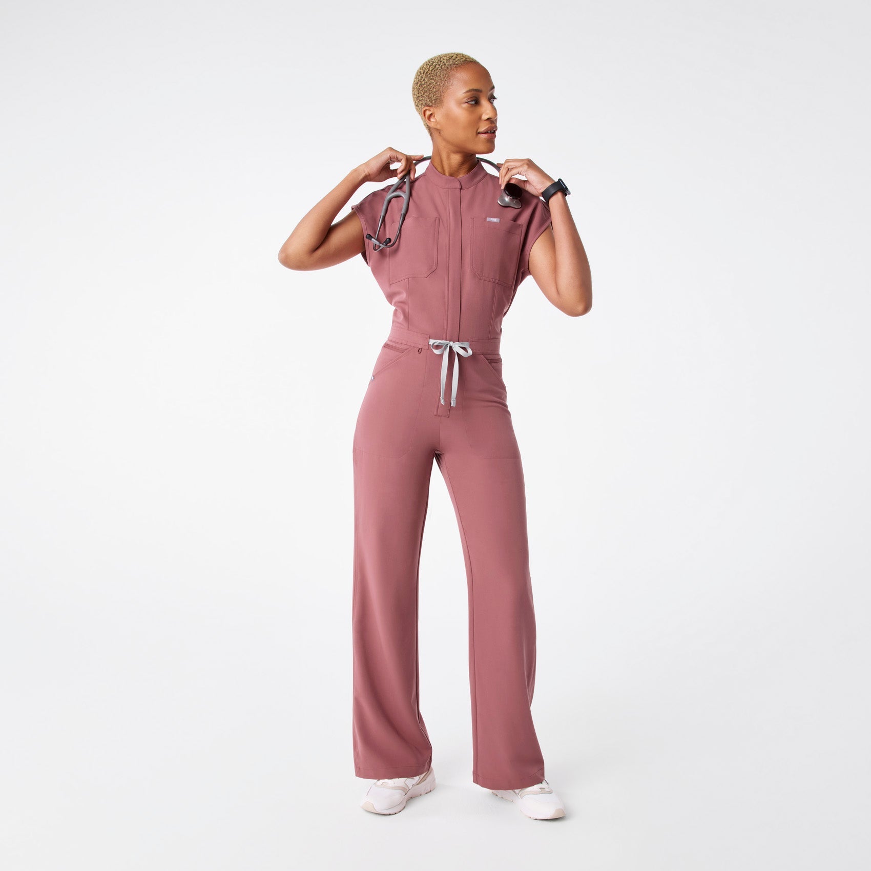 Rafaela Wide-Leg ScrubJumpsuit™ - Mauve