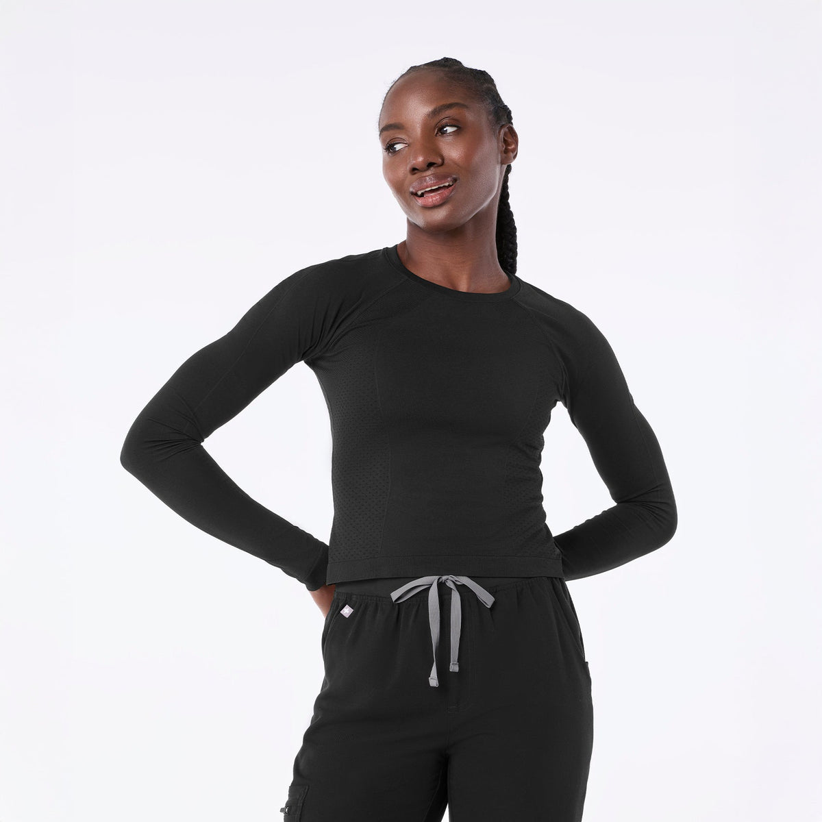 Salta Cropped Long-Sleeve Underscrub - Black