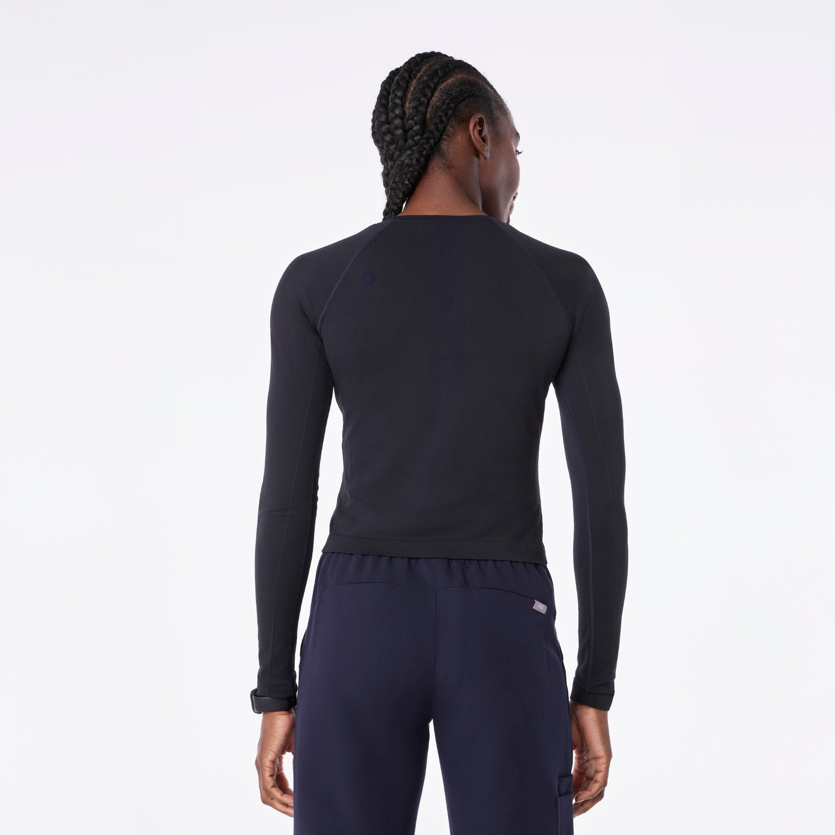Salta Cropped Long-Sleeve Underscrub - Navy