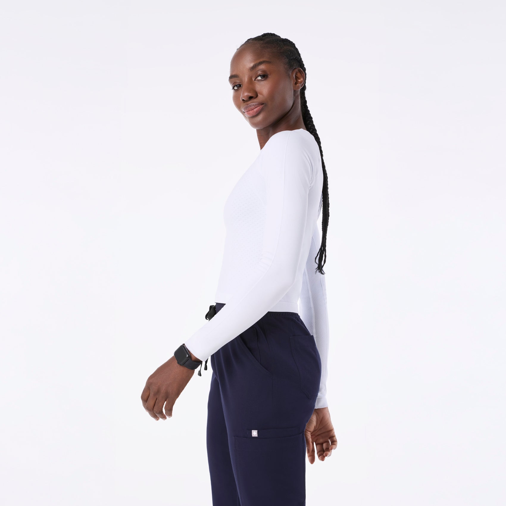 Salta Cropped Long-Sleeve Underscrub - White
