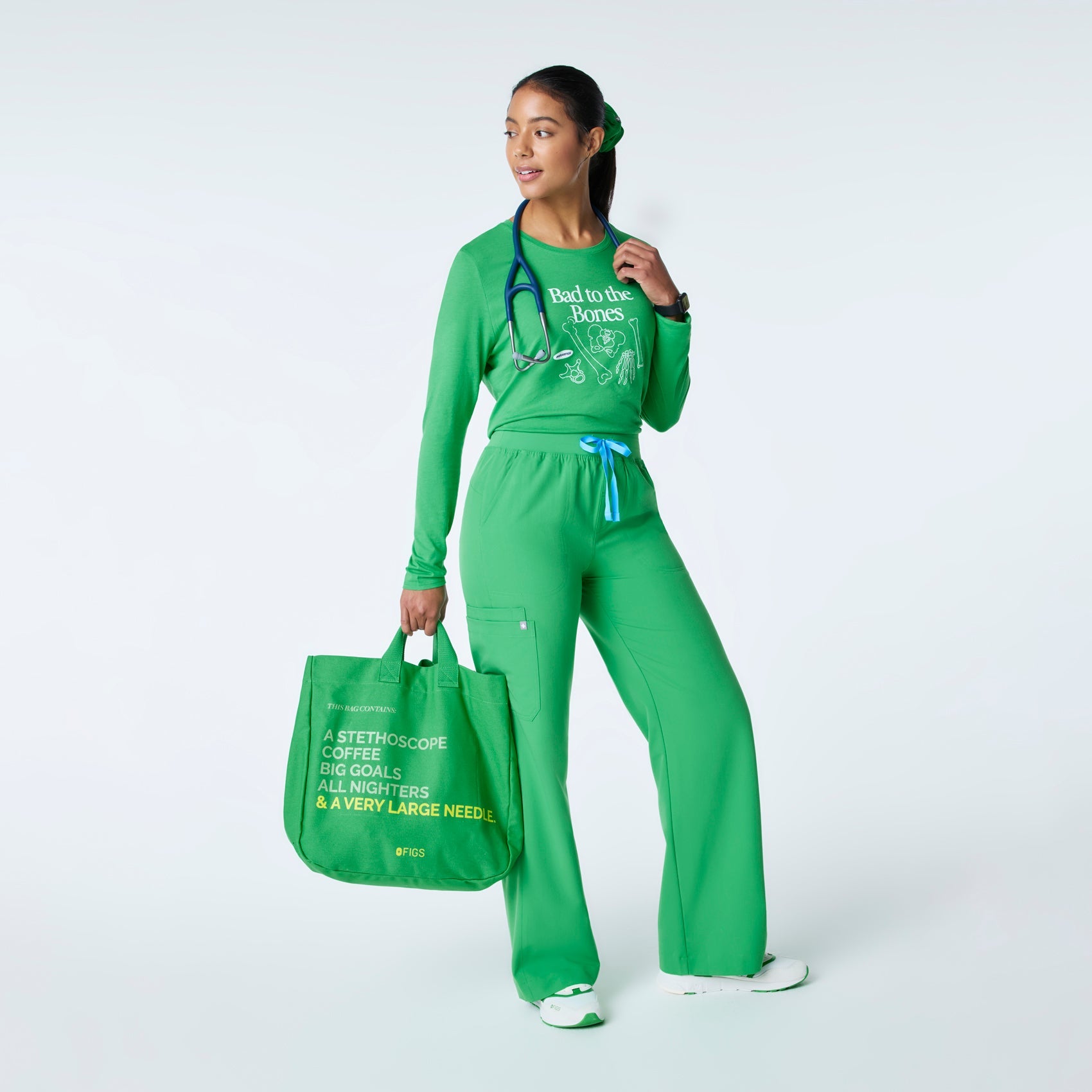 A Very Large Needle Canvas Tote - Emerald