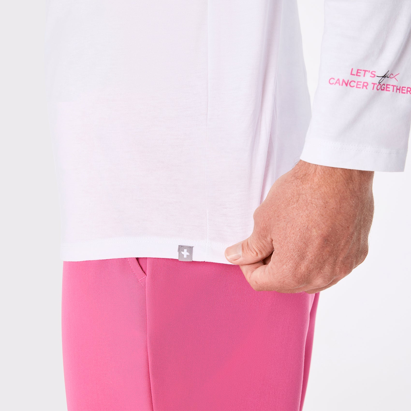 F Cancer Long-Sleeve Underscrub - White