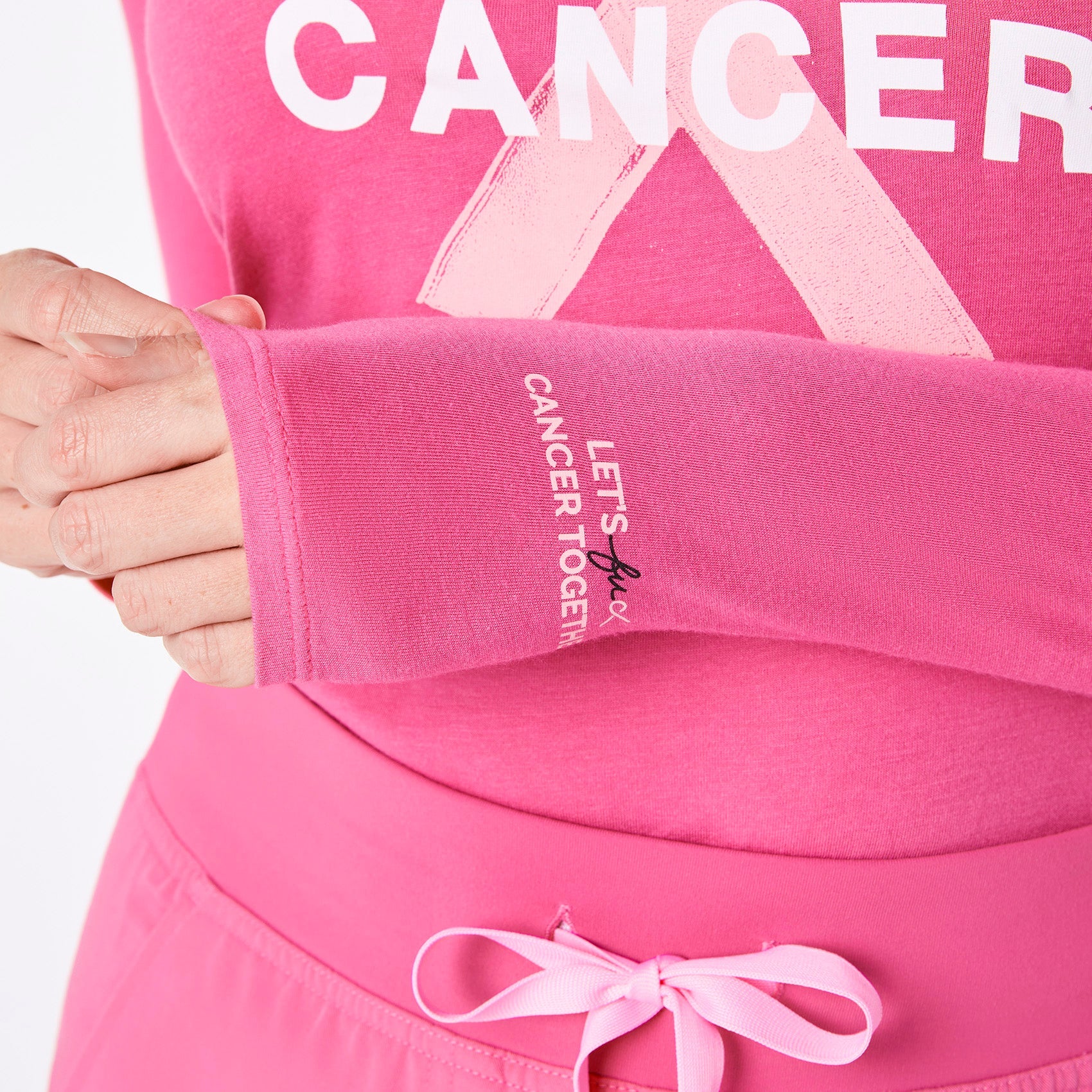 F Cancer Ribbon Long-Sleeve Underscrub - F*ing Pink