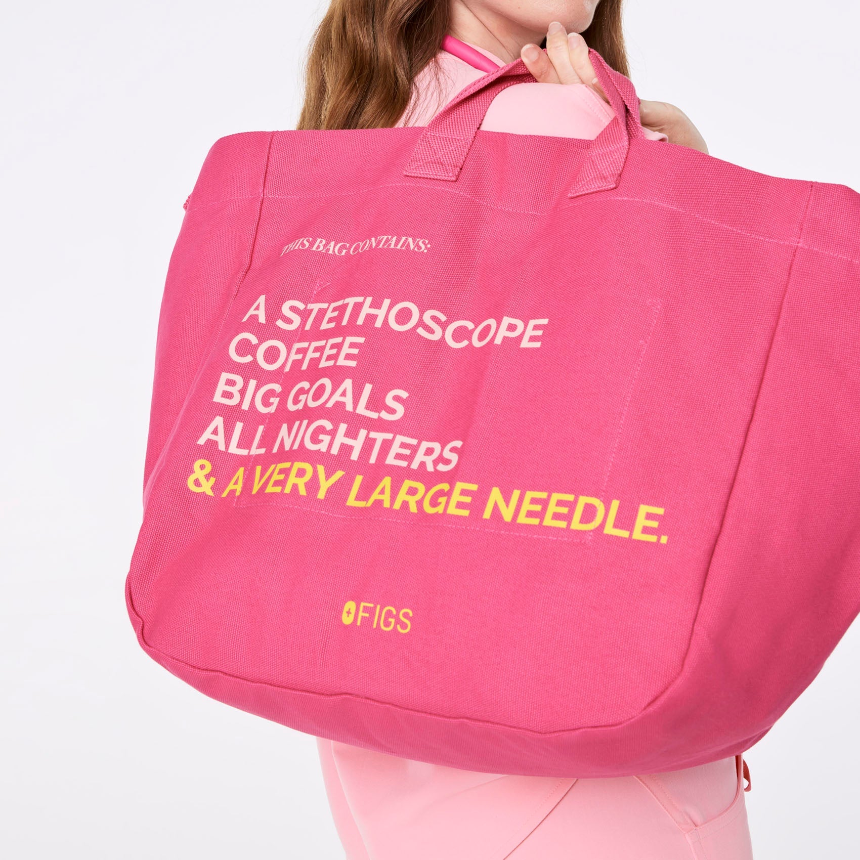 A Very Large Needle Canvas Tote - F*ing Pink