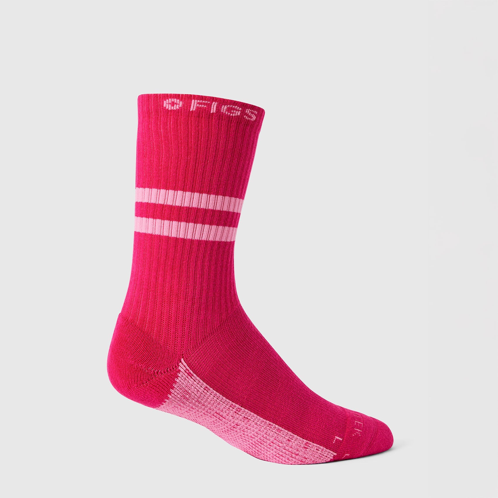 FIGS | ArchTek® Crew Compression Socks 15-20 mmHg - Stripe/F*ing Pink