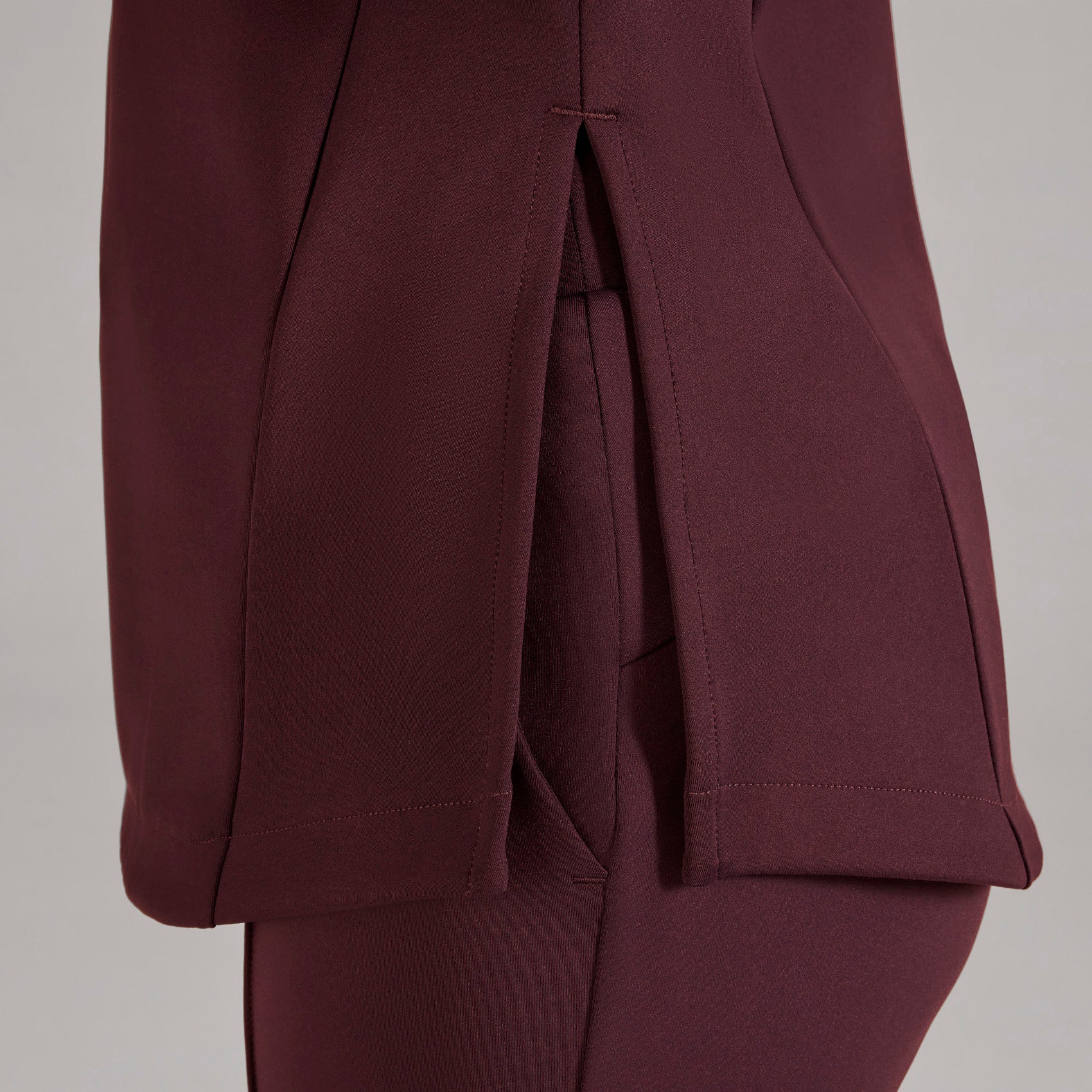 Alma Slim Crewneck Tunic Scrub Top - Burgundy