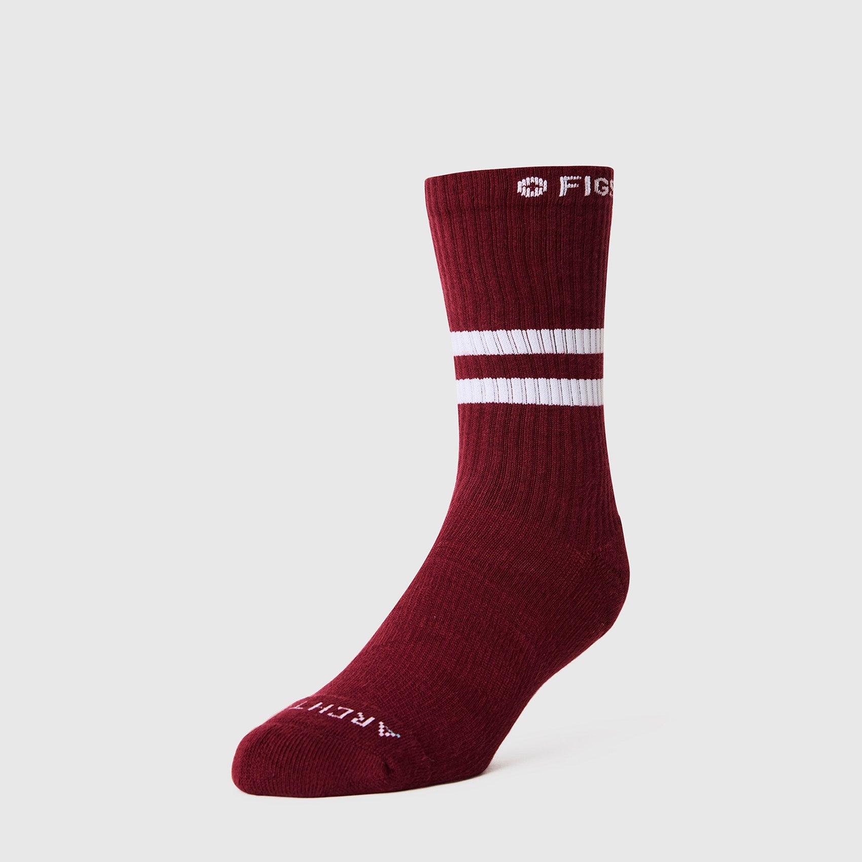 FIGS | ArchTek® Crew Compression Socks 15-20 mmHg - Stripe/Burgundy