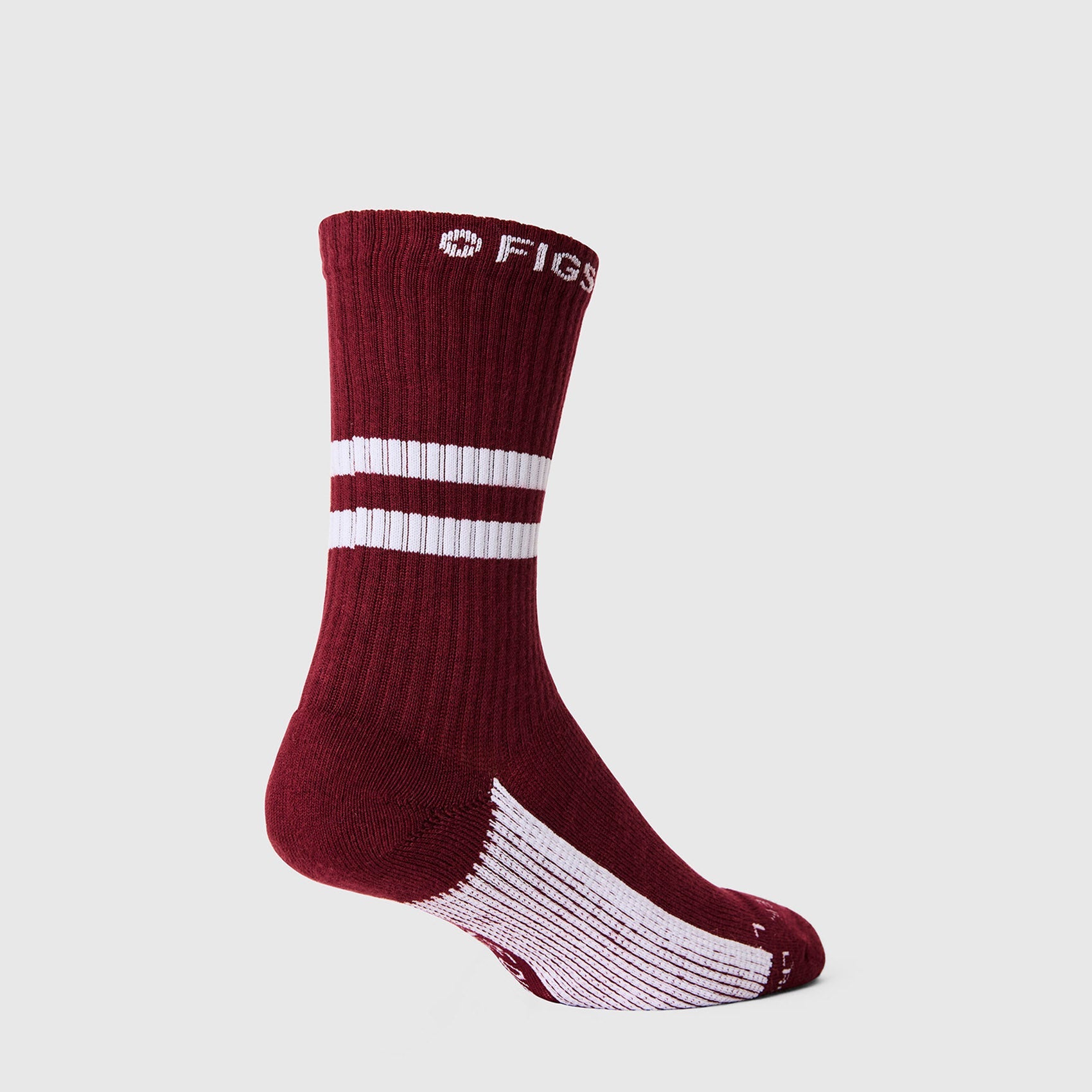 FIGS | ArchTek® Crew Compression Socks 15-20 mmHg - Stripe/Burgundy