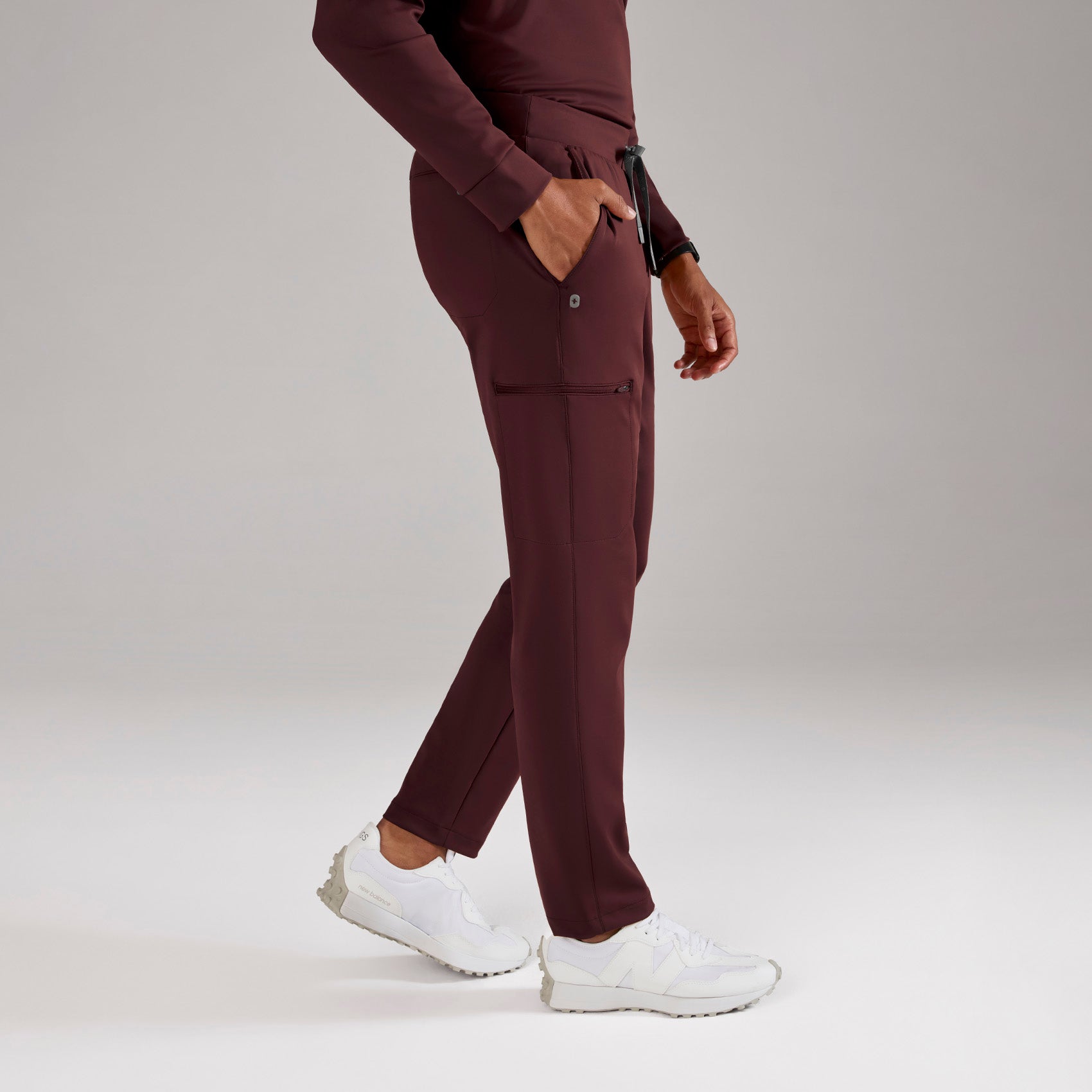 Pierre Slim Tapered Scrub Pant - Burgundy