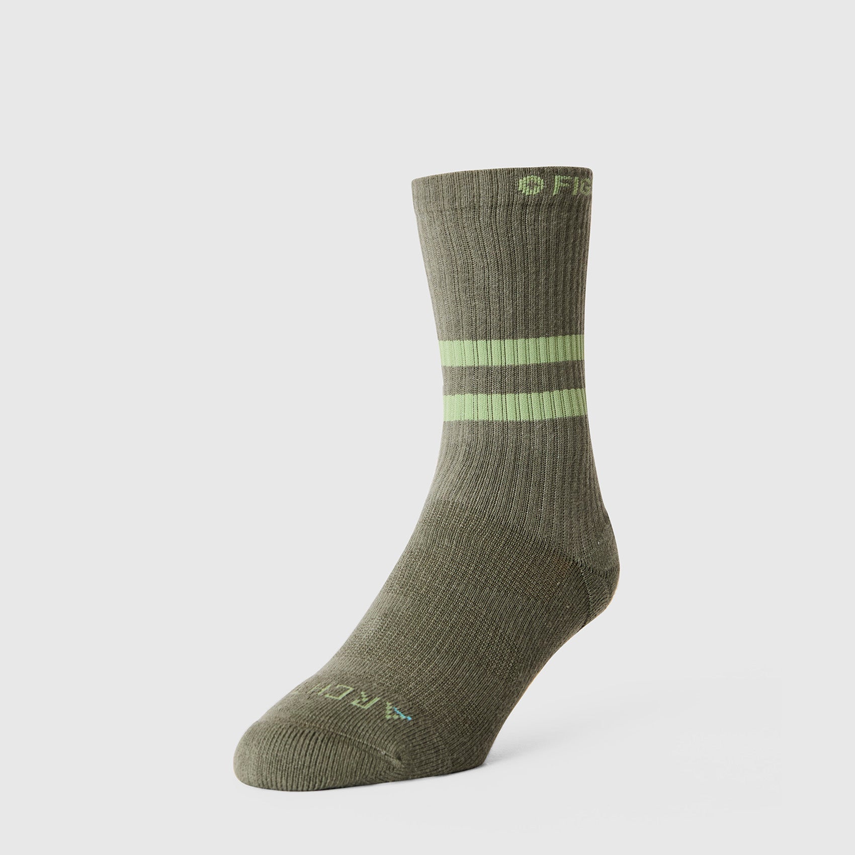 FIGS | ArchTek® Crew Compression Socks 15-20 mmHg - Stripe/Moss