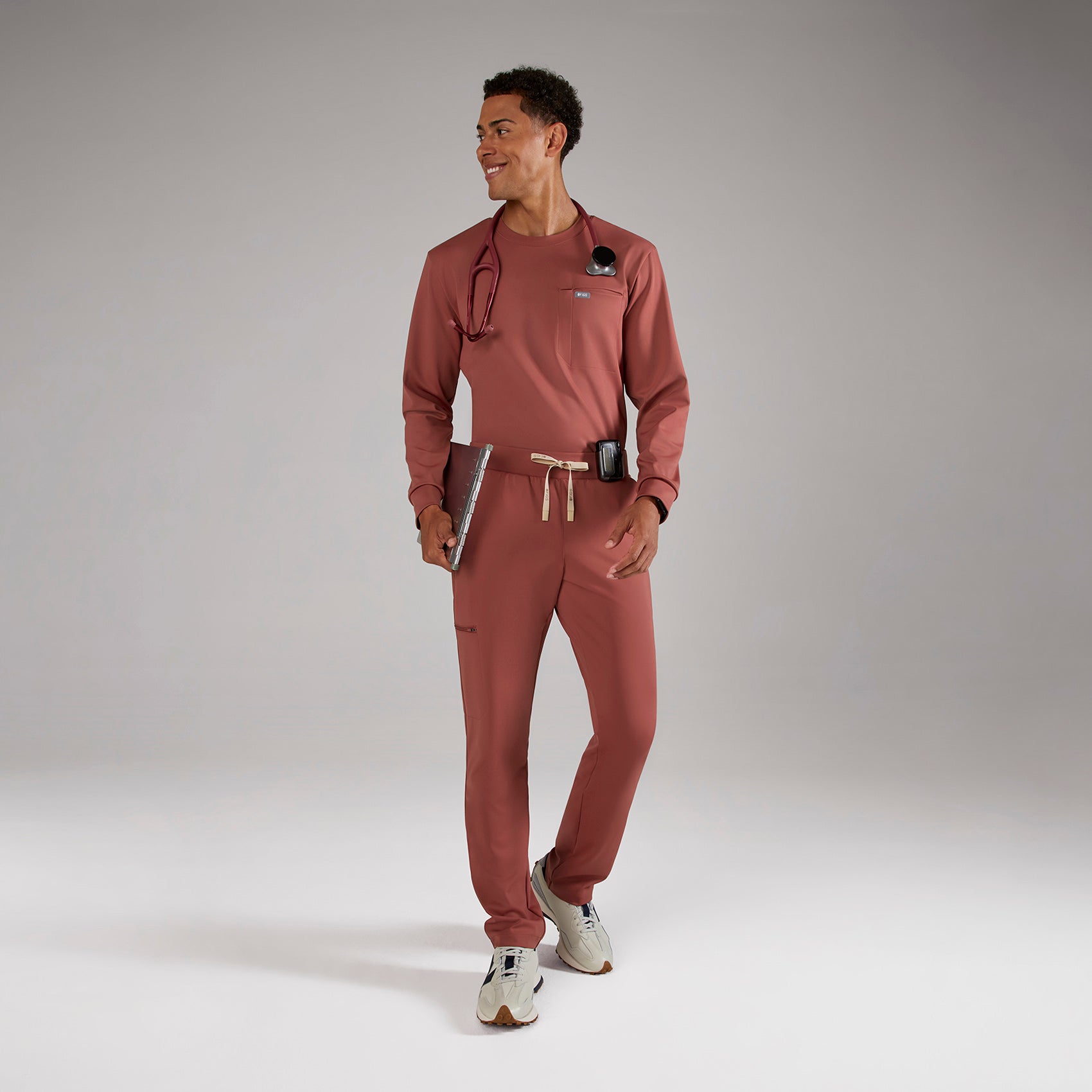 Pierre Slim Tapered Scrub Pant - Rosewood