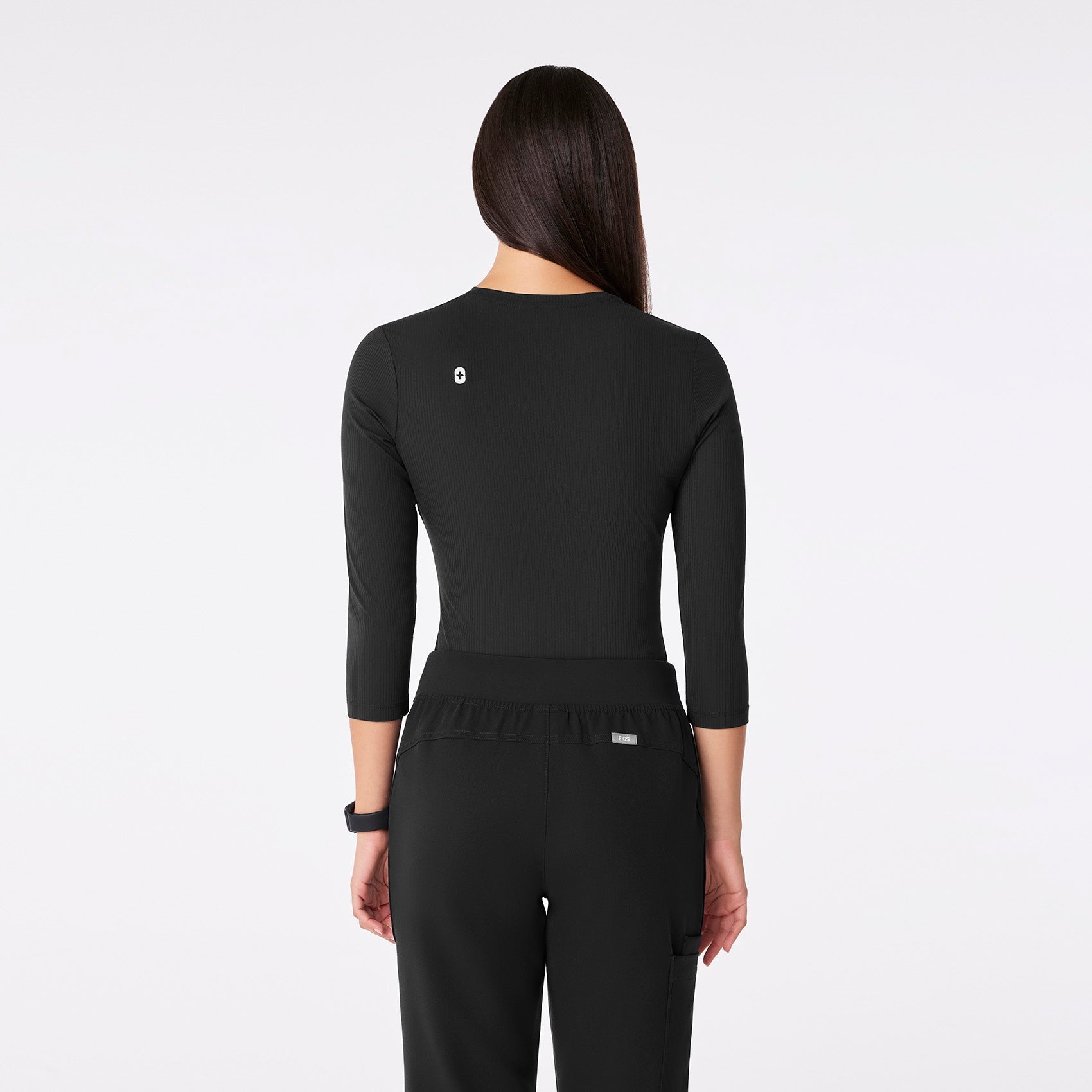 Palmer Ribbed ¾ Sleeve Underscrub - Black