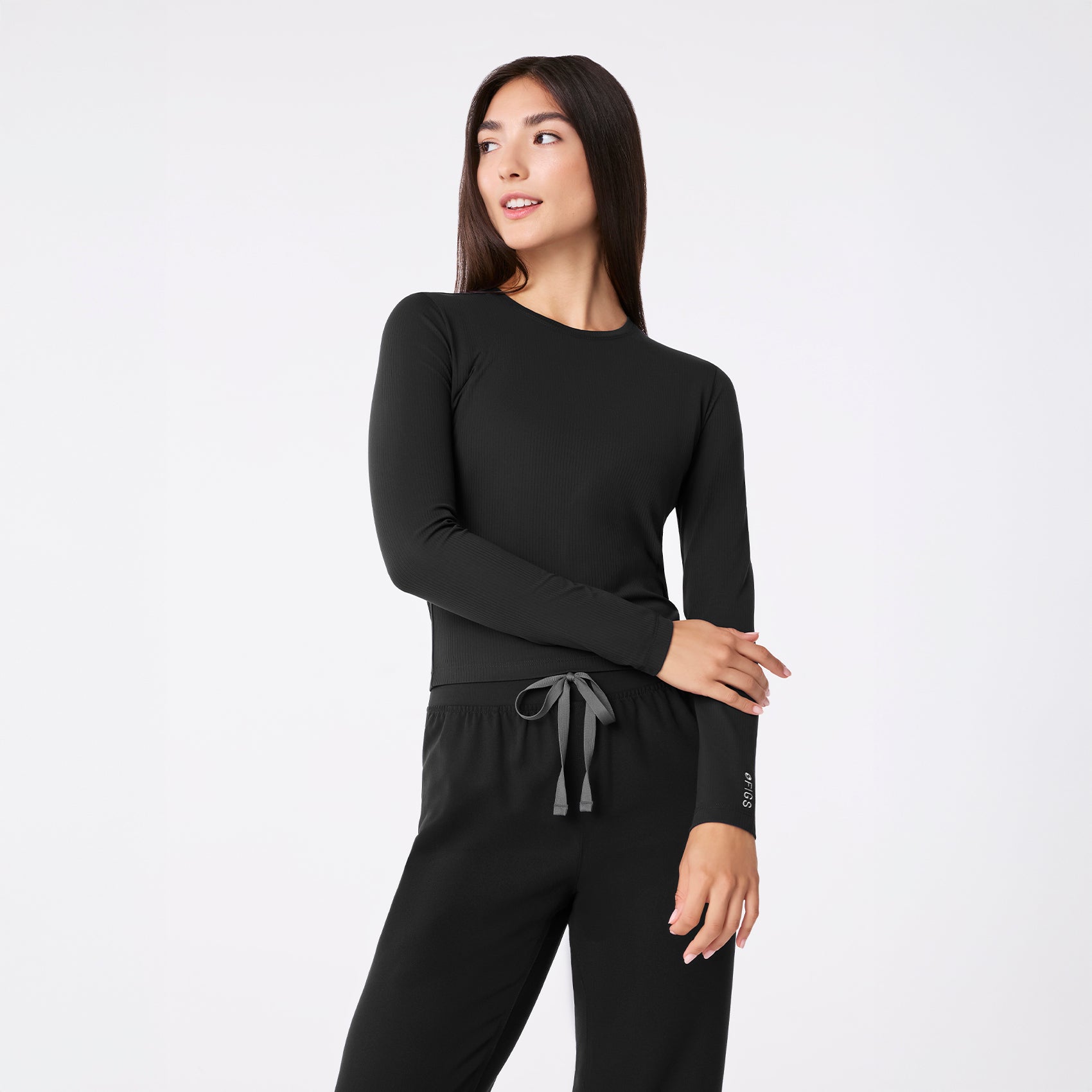 Palmer Ribbed Cropped Underscrub - Black
