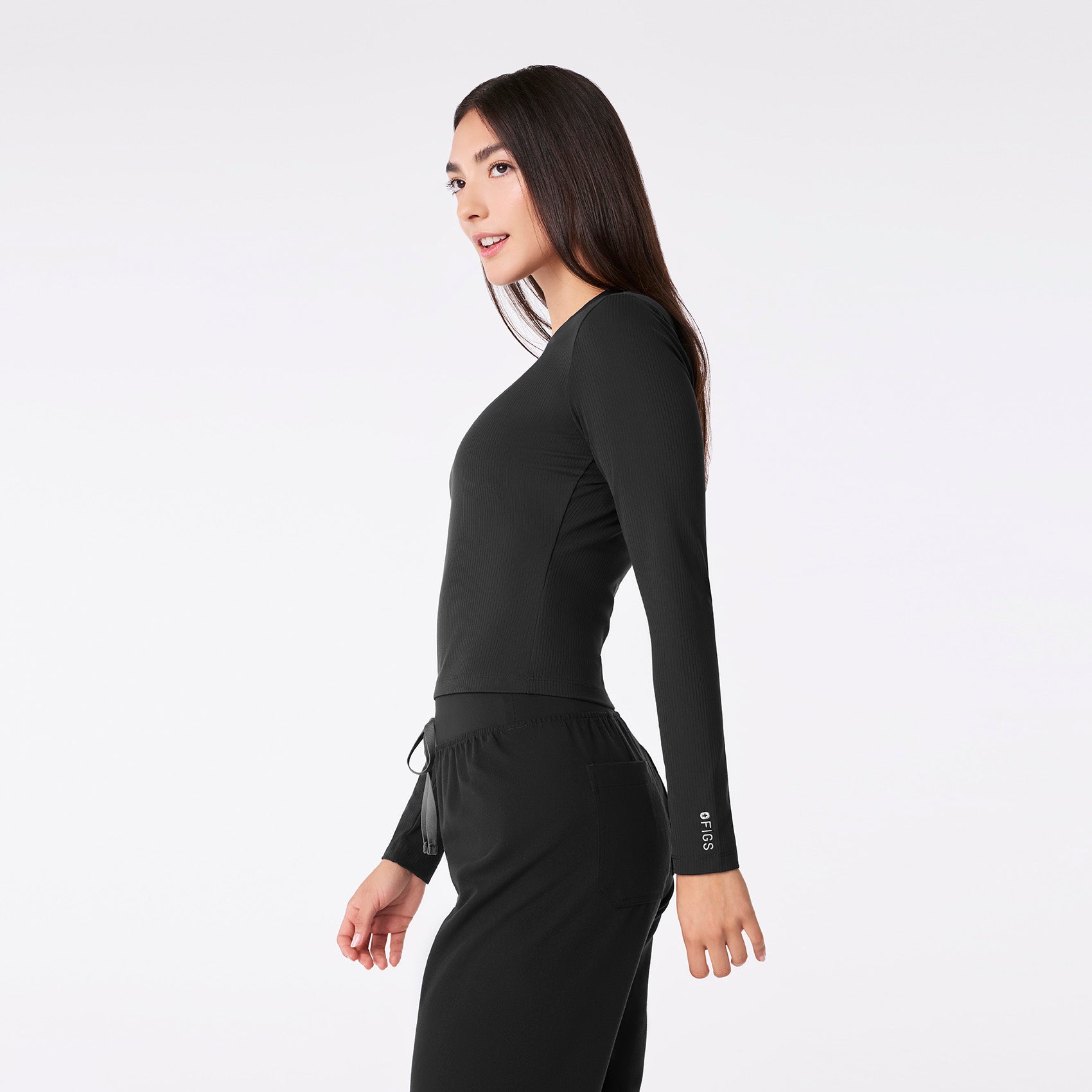 Palmer Ribbed Cropped Underscrub - Black