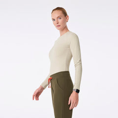 Waffle Long-Sleeve Underscrub - Bone
