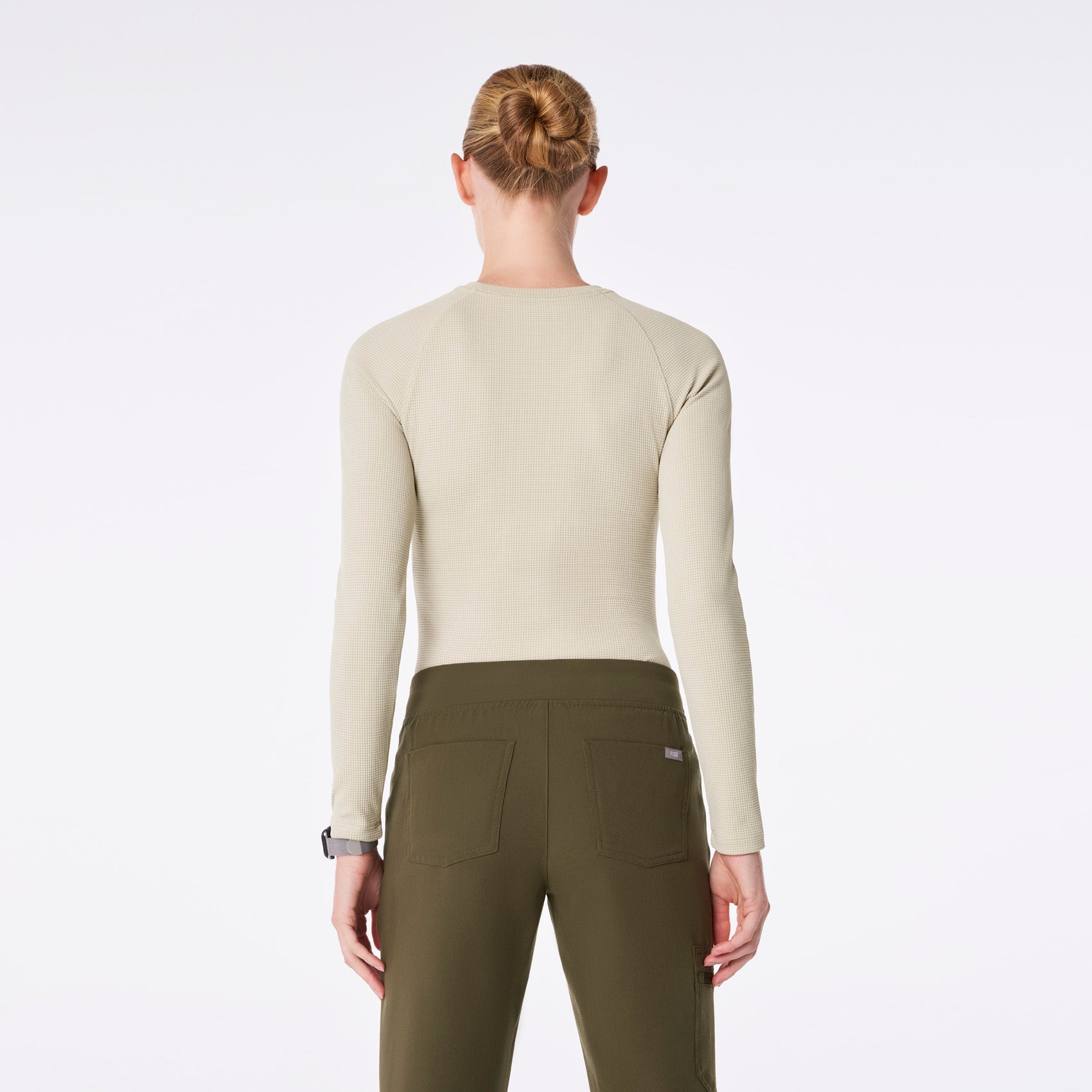 Waffle Long-Sleeve Underscrub - Bone