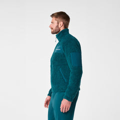 High-Pile Fleece Bomber Jacket - Caribbean Blue