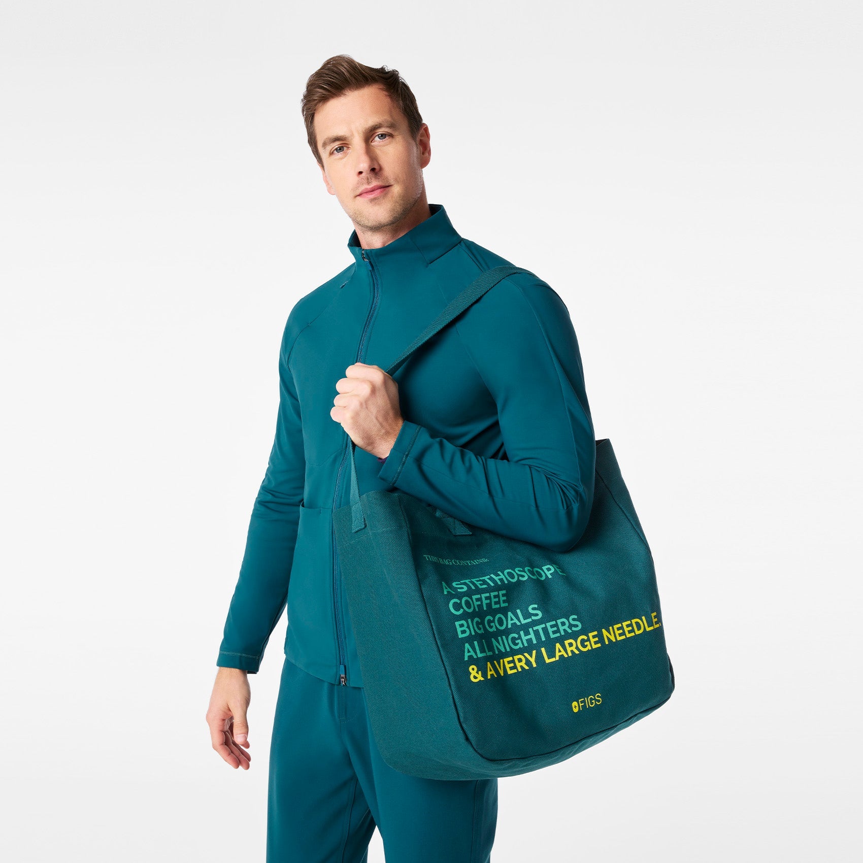 A Very Large Needle Canvas Tote - Caribbean Blue